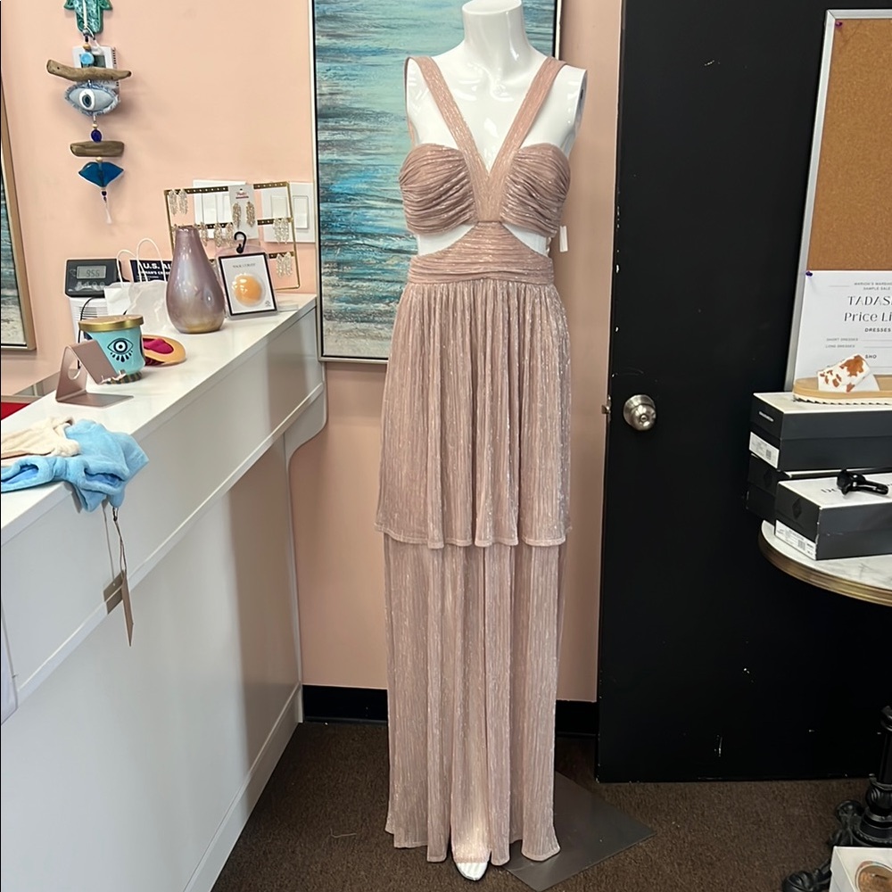 Bcbgeneration Pink Maxi Dress With Elegant Pleats Spl